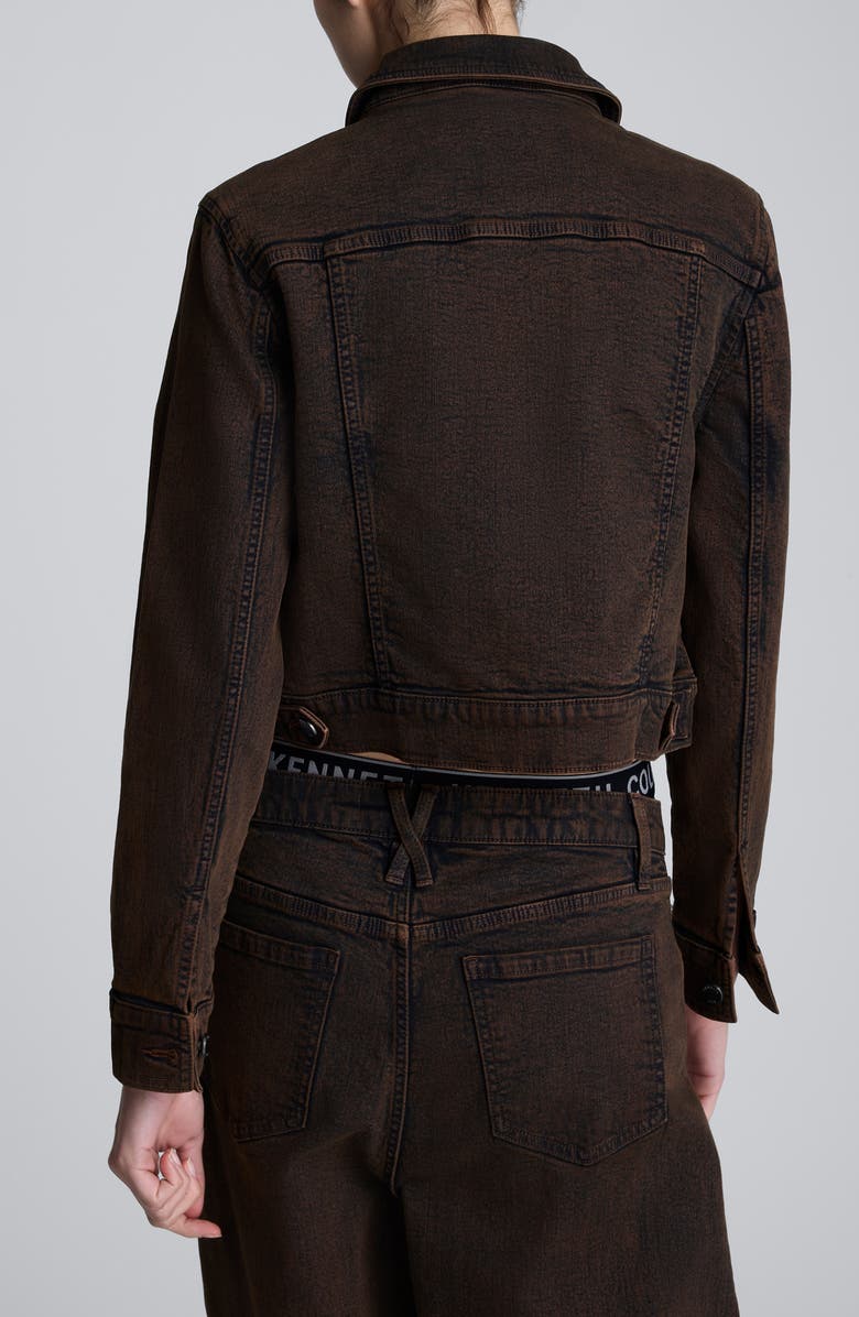 Kenneth Cole Crop Denim Trucker Jacket, Alternate, color, Medium Bark Overdye