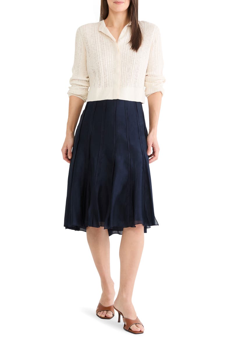 Batiste Flirt Ruffle A-Line Skirt, Alternate, color, DARK INDIGO