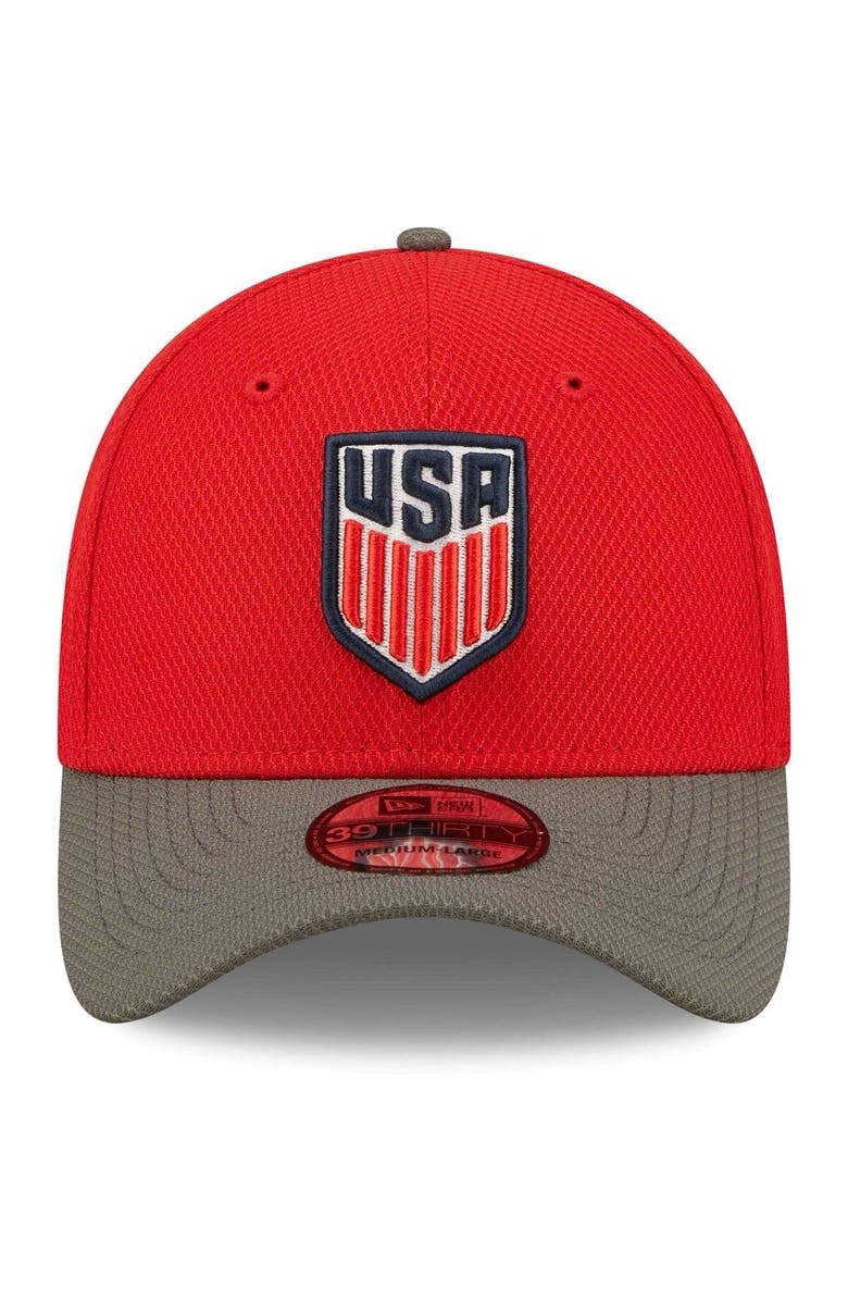 New Era Men's New Era Red USMNT Team Basic Diamond Tech 39THIRTY Flex Hat, Alternate, color, 
