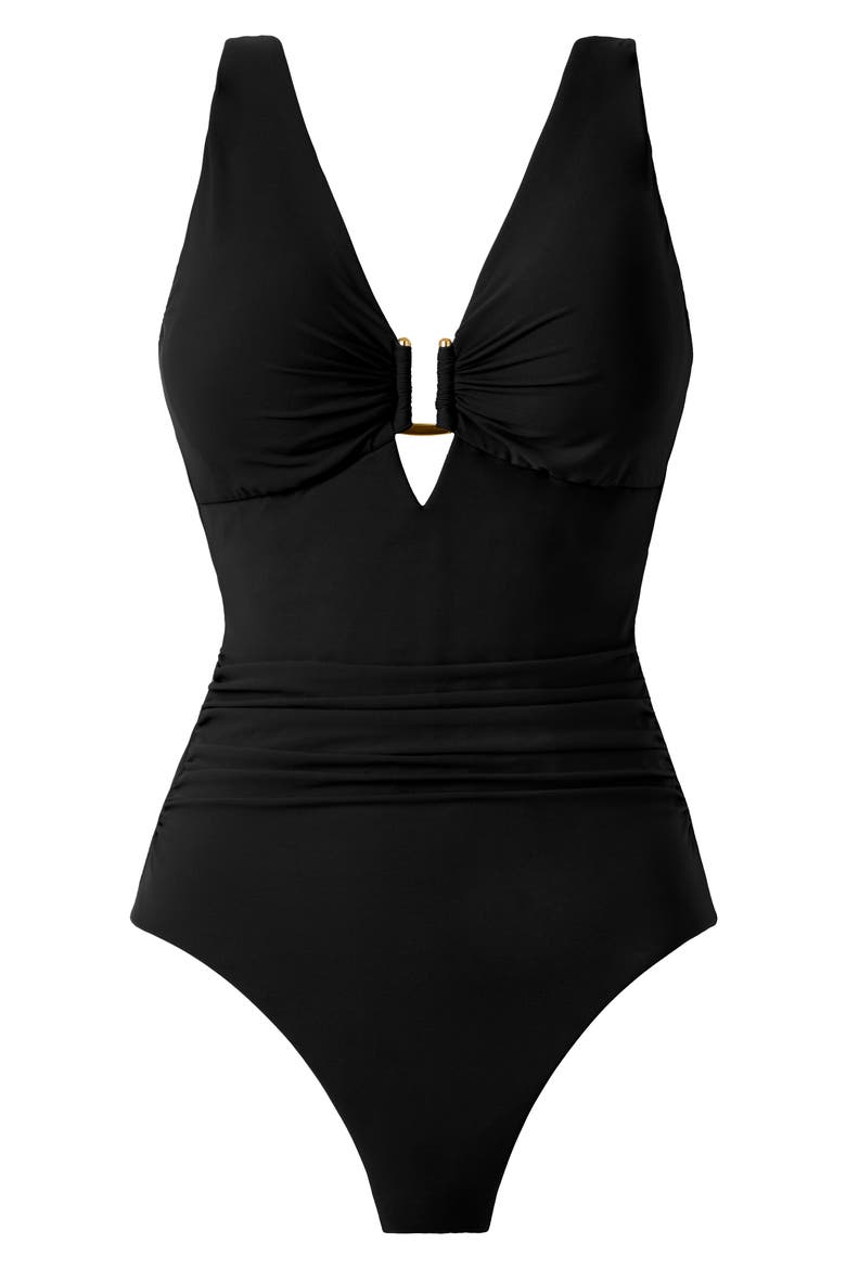 Kristi Marquis One-Piece Swimsuit, Alternate, color, BLACK