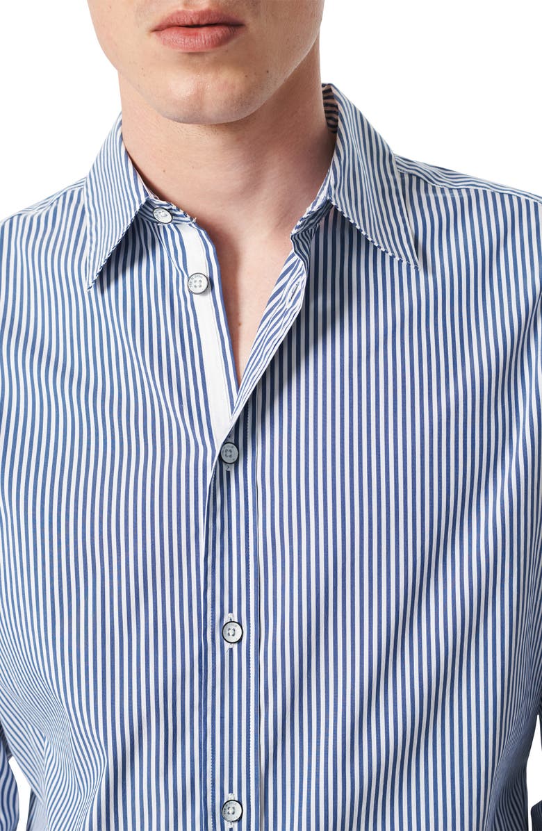 rag & bone Patrick Stripe Stretch Poplin Button-Up Shirt, Alternate, color, Blue Cat