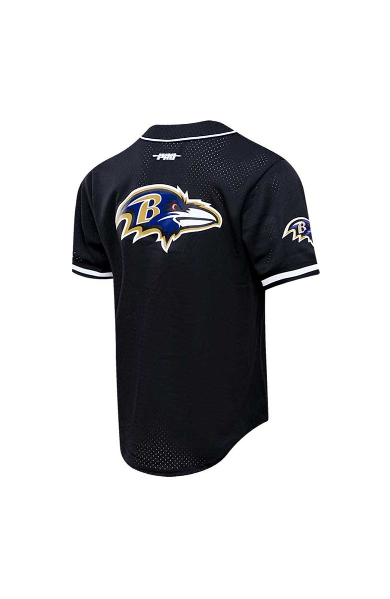 PRO STANDARD Men's Pro Standard Lamar Jackson Black Baltimore Ravens Mesh Baseball Button-Up T-Shirt, Alternate, color,