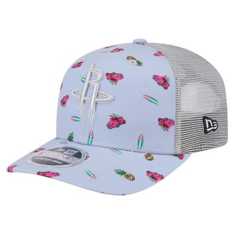 Men's New Era Light Blue/Gray Houston Rockets Adventure Aloha Pattern 9SEVENTY Stretch-Snap Hat