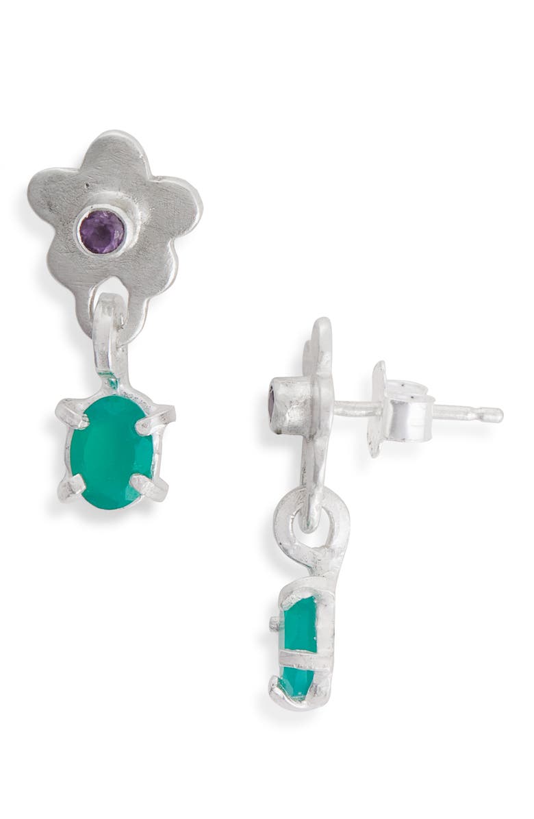SHANA CAVE Flower Drop Earrings, Main, color, Amethyst And Green Onyx