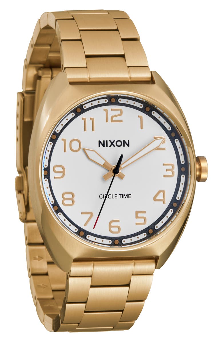 Nixon Mullet Bracelet Watch, 38mm, Alternate, color, Light Gold / White