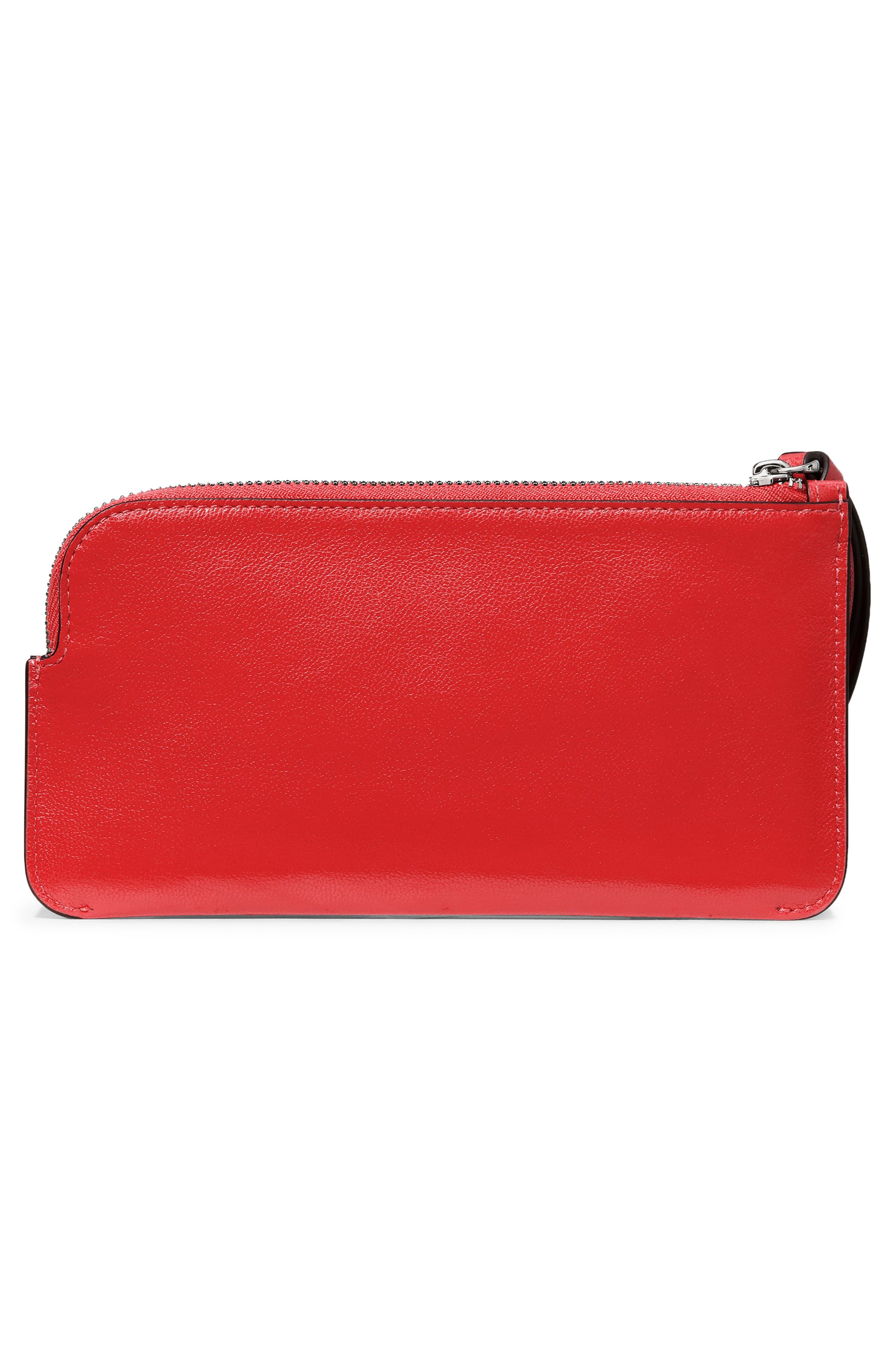 small zippy pebble leather wristlet, Alternate, color, HEIRLOOM TOMATO