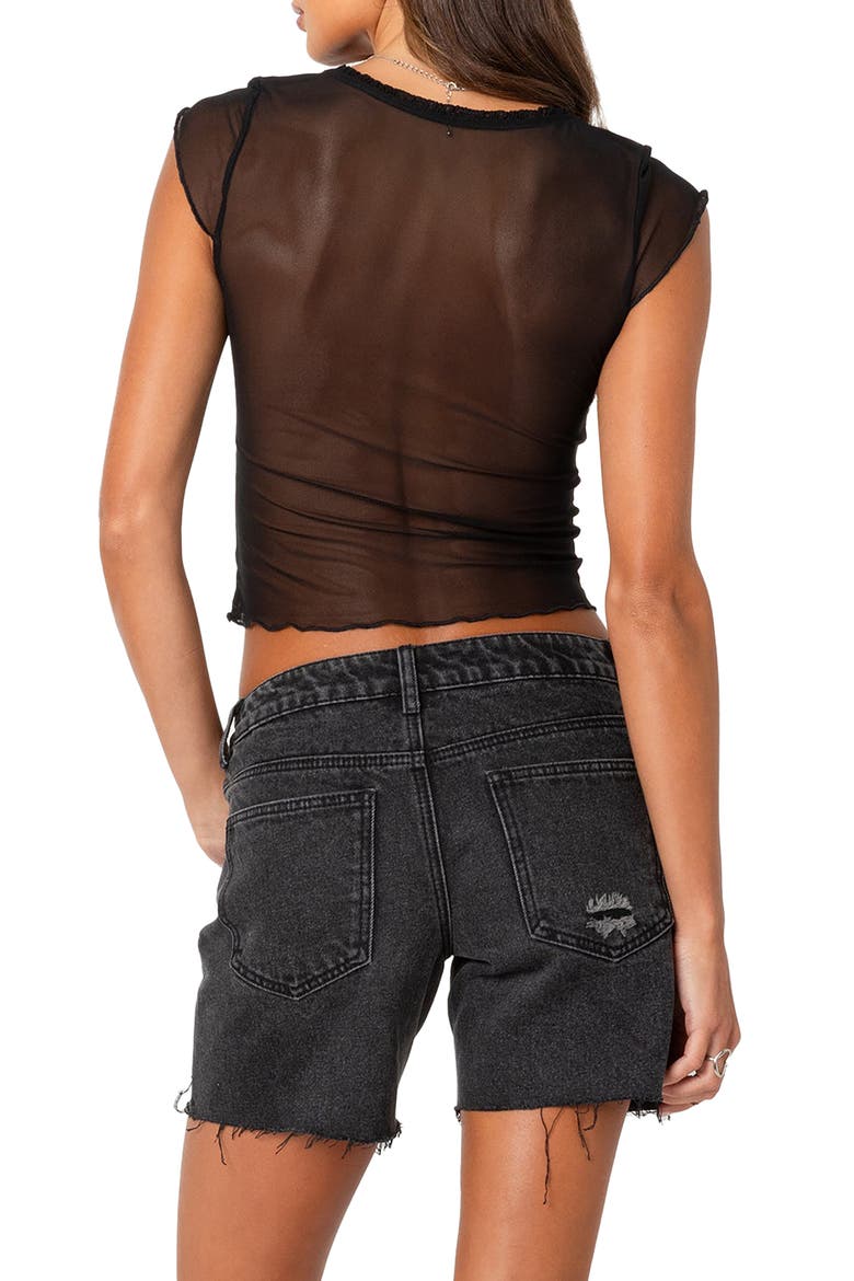 Devi Sheer Mesh Crop Top, Alternate, color, BLACK