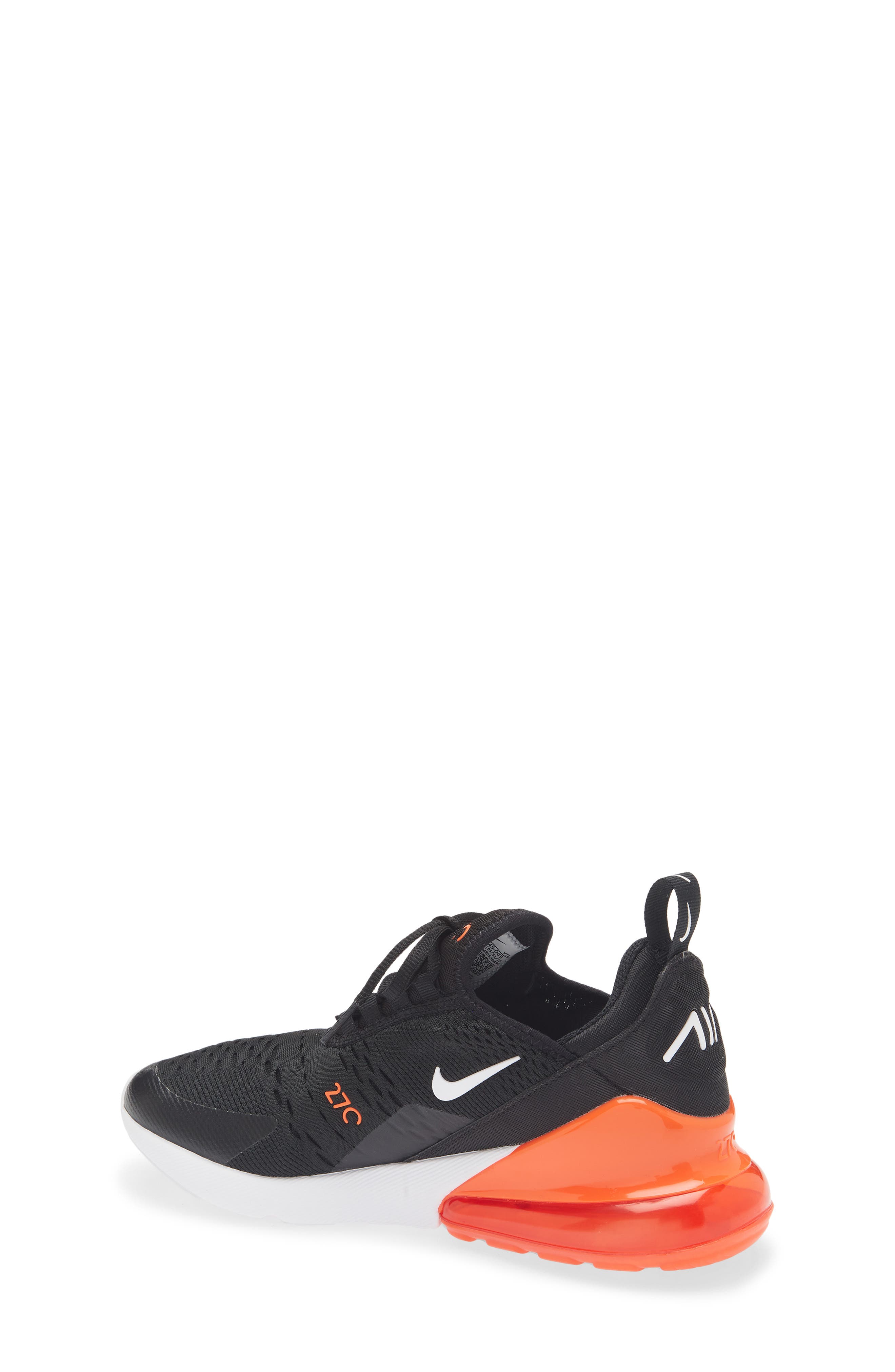 Nike Kids' Air Max 270 Sneaker, Alternate, color, Black/ White/ Orange