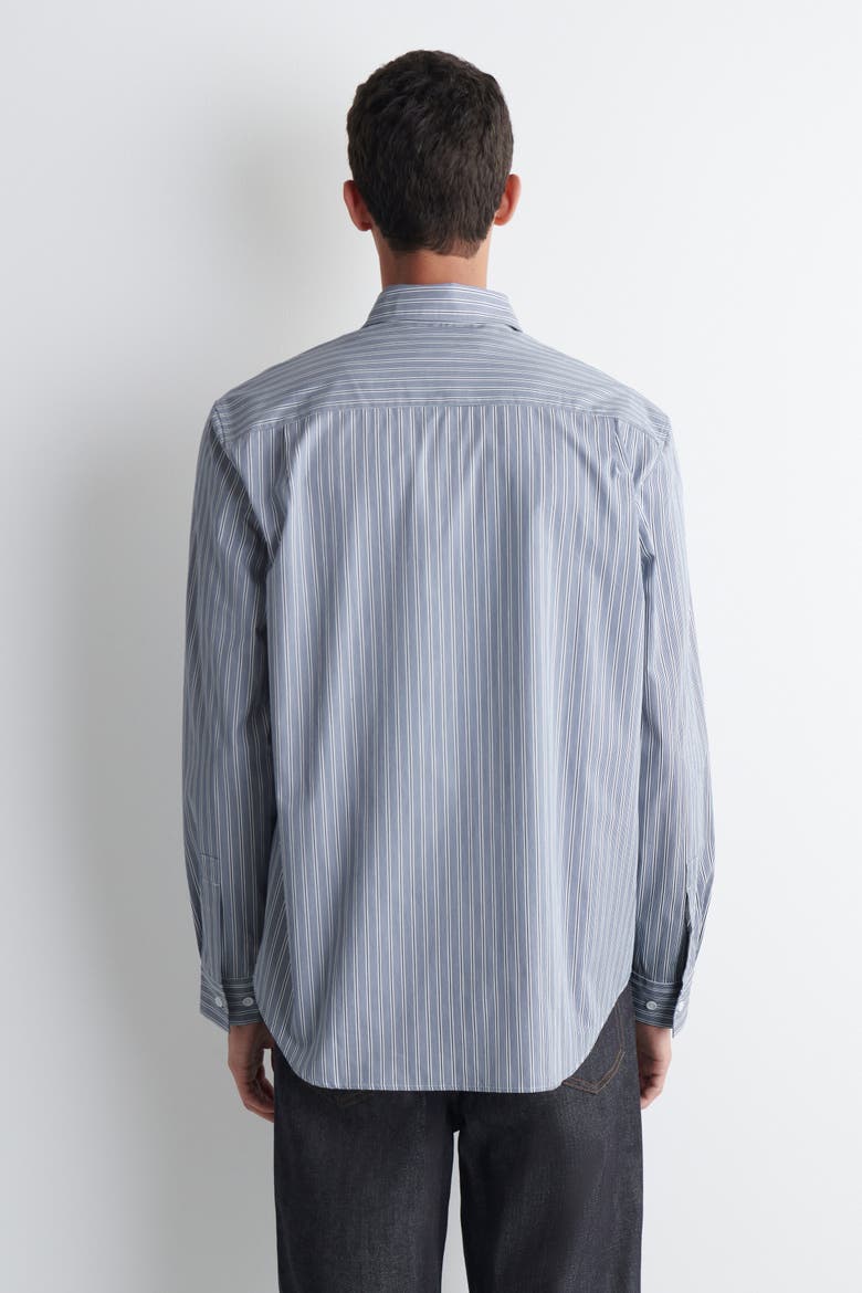 Relaxed Striped Cotton Shirt, Alternate, color, BLUE / STRIPED