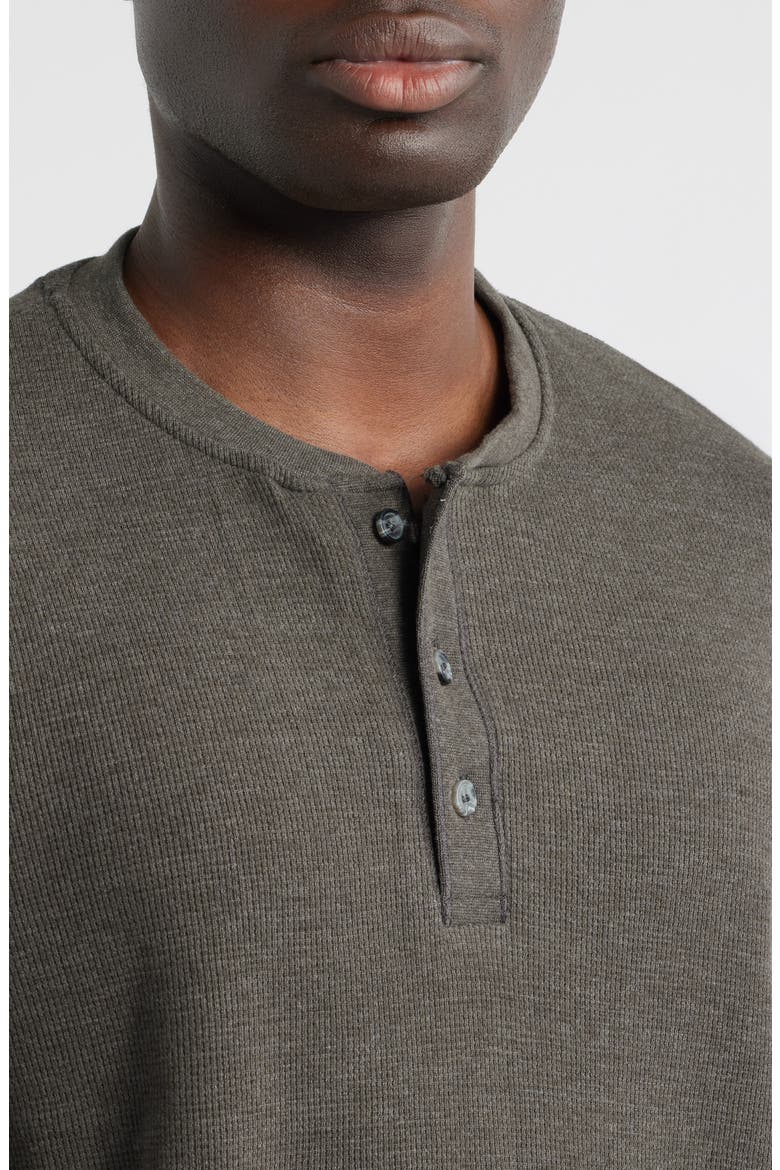 Calico Waffle Stitch Henley, Alternate, color, CHARCOAL HEATHER