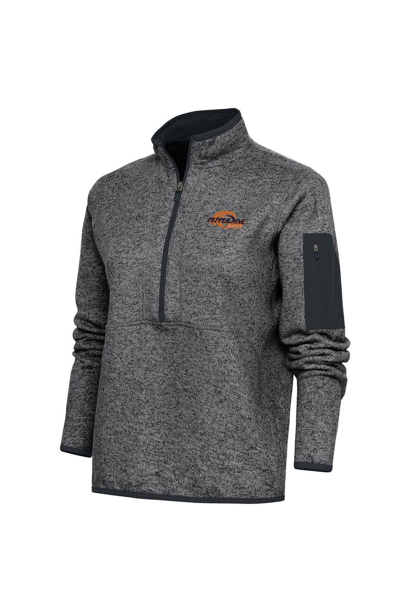 ANTIGUA Women's Antigua  Heather CharcoalPepperdine Waves Fortune Half-Zip Pullover Jacket, Main, color, 