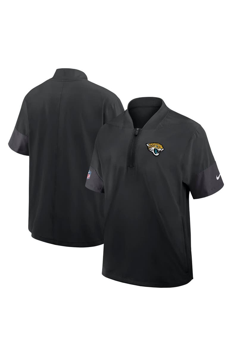Nike Men's Nike Black Jacksonville Jaguars Sideline Short Sleeve Quarter-Zip Coach Jacket, Alternate, color, Black