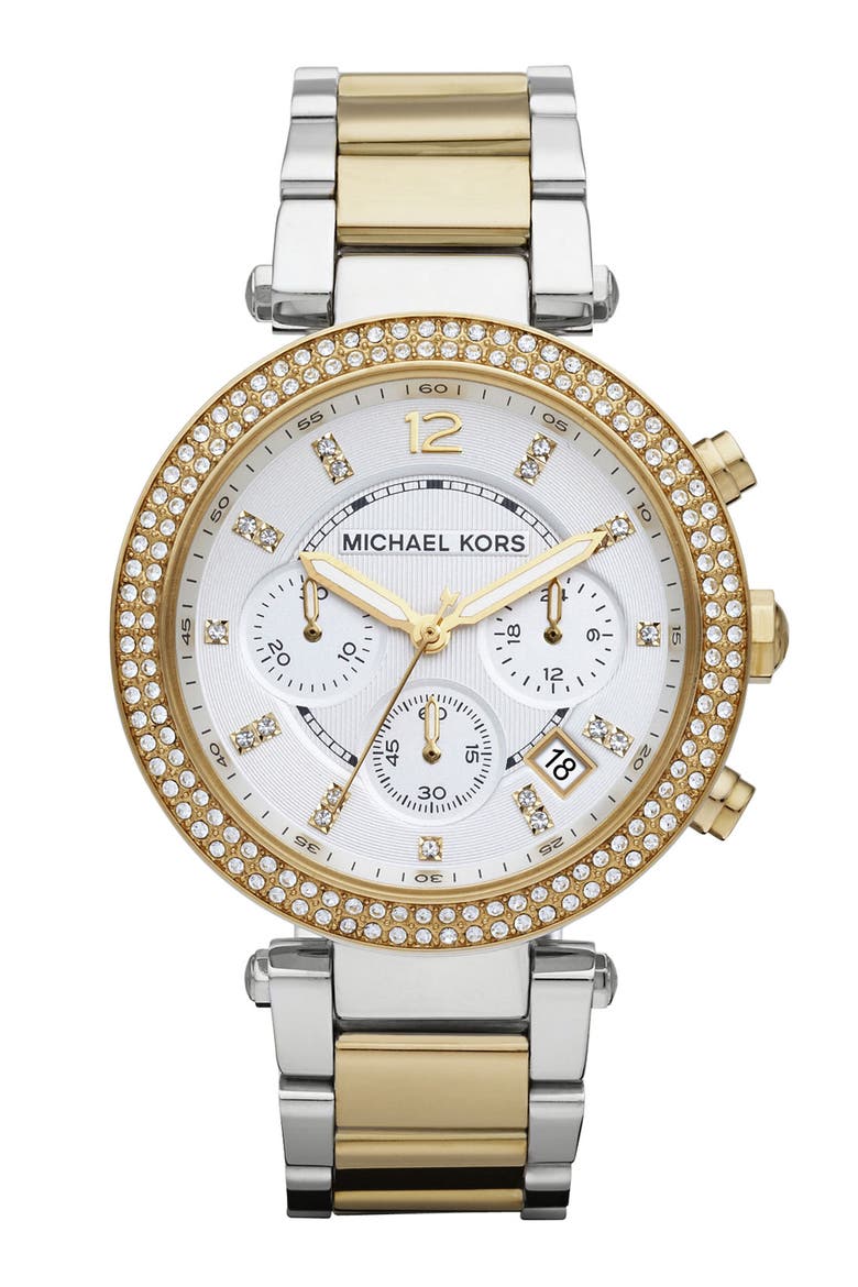 'Parker' Chronograph Bracelet Watch, 39mm, Main, color, GOLD/ SILVER
