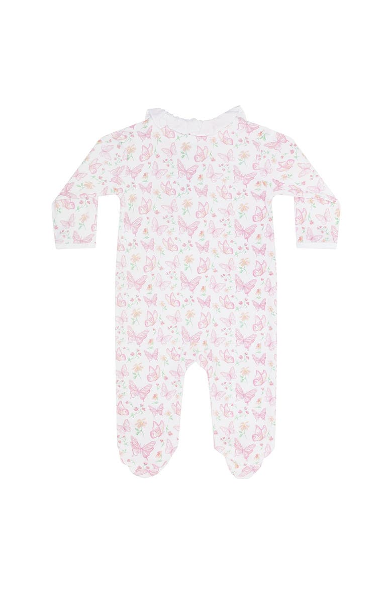 Nellapima Butterflies Print Crossover Footie - Baby, Alternate, color, Pink