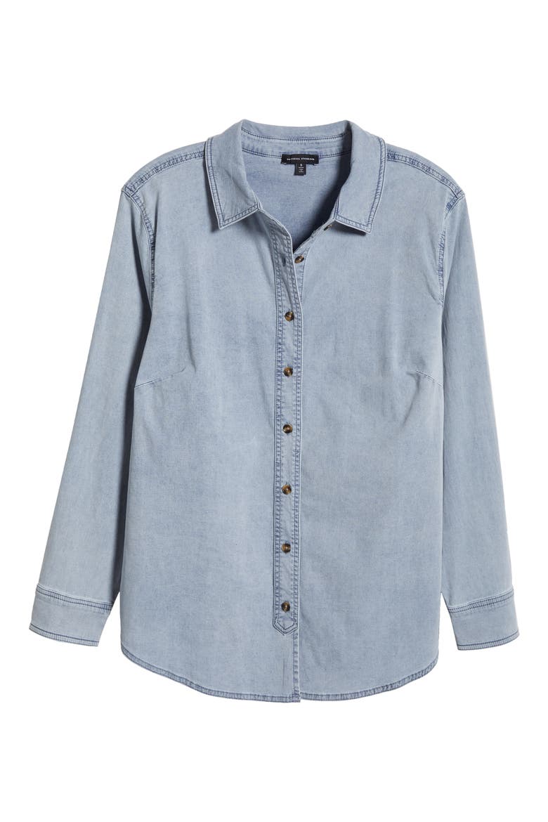 Chambray Button-Up Shirt, Alternate, color, HERITAGE BLUE