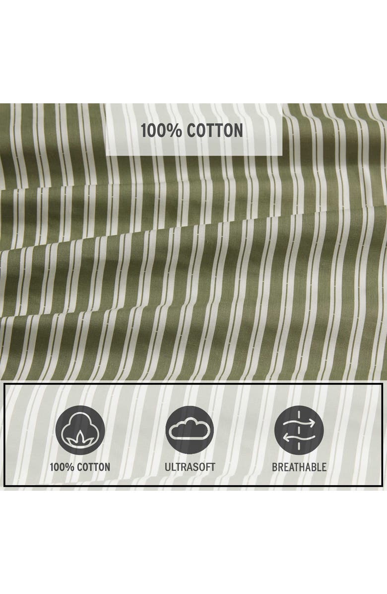 Eddie Bauer Sea Planes 200 Thread Count 100% Cotton Percale Sheet Set, Alternate, color, Medium / Dark Green