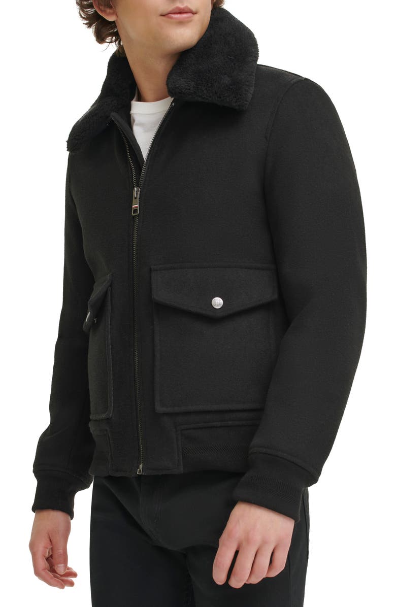 Tommy Hilfiger Fleece Collared Jacket, Alternate, color, Black
