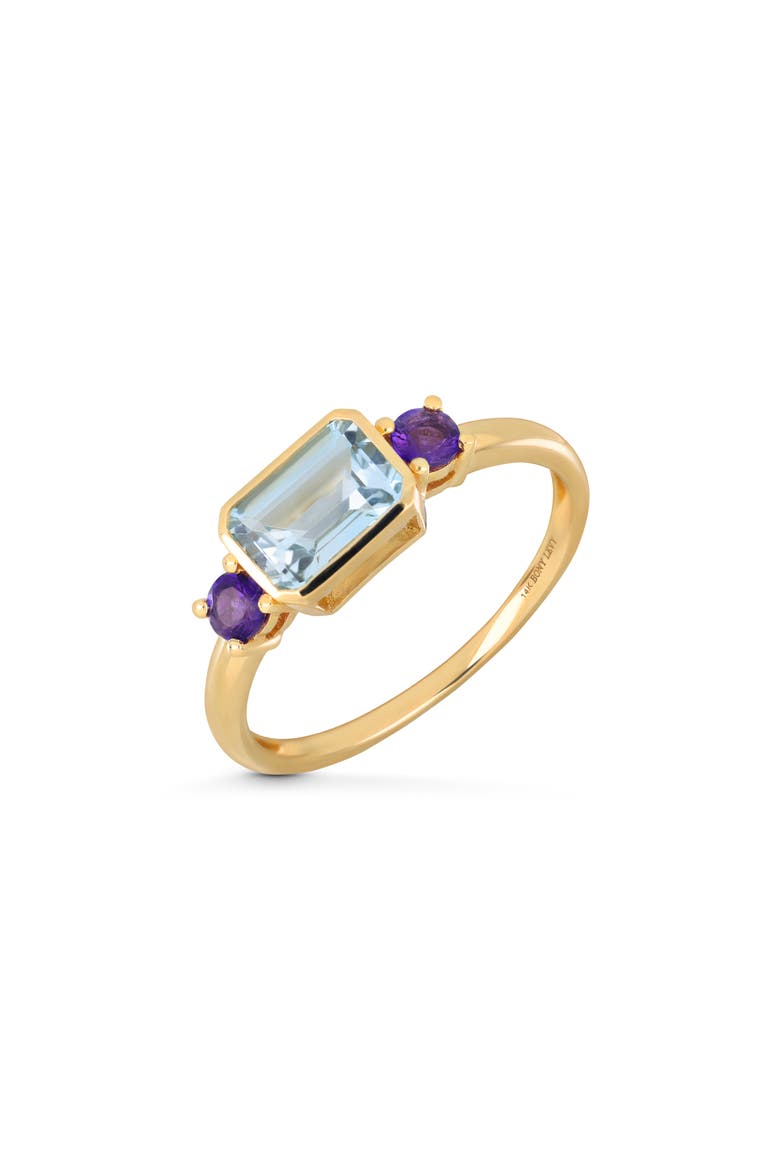 14k Gold Blue Topaz & Amethyst Ring, Main, color, 14K YELLOW GOLD - AMBT