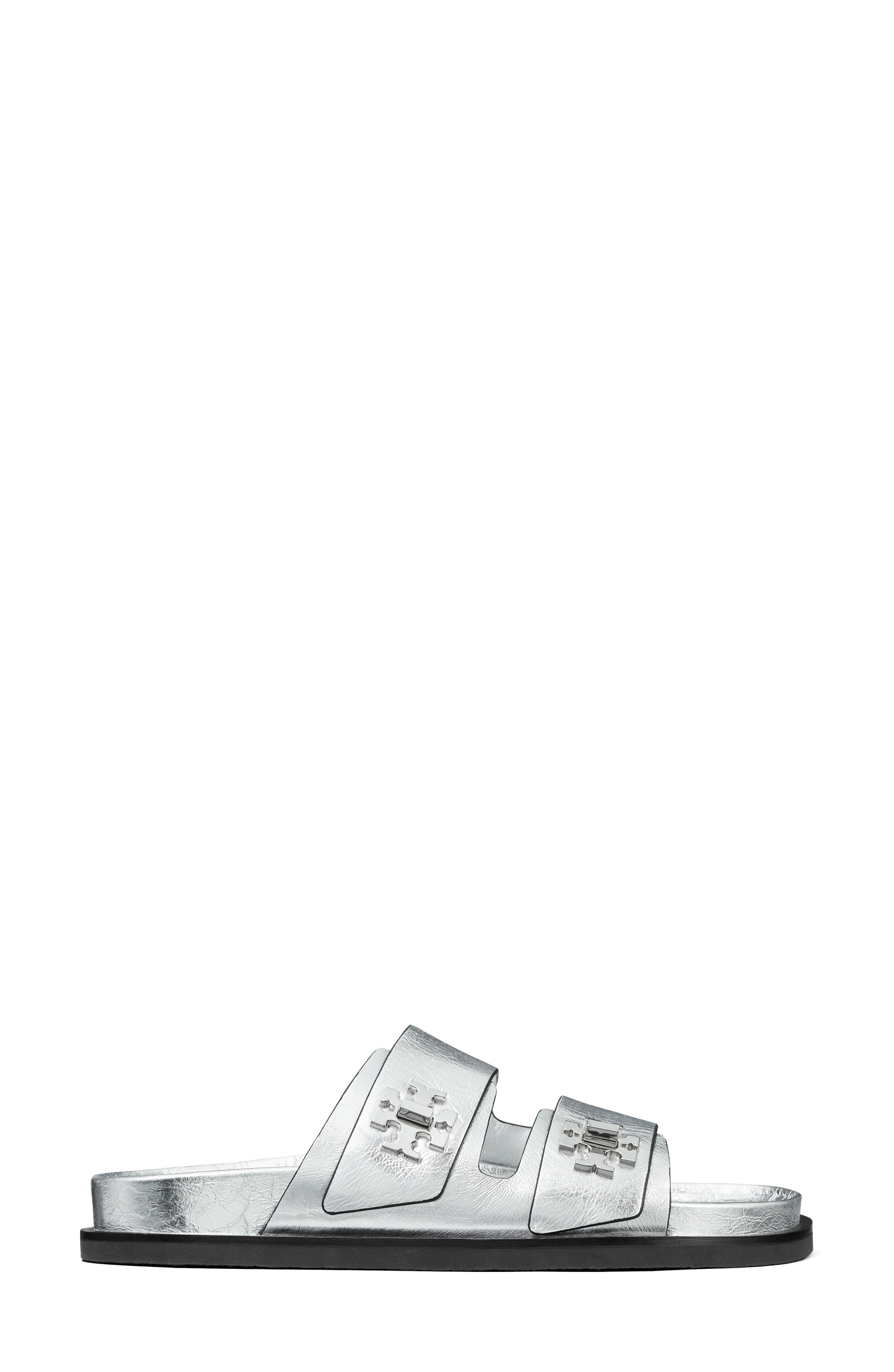 Tory Burch T Lock Sport Slide Sandal, Alternate, color, Silver