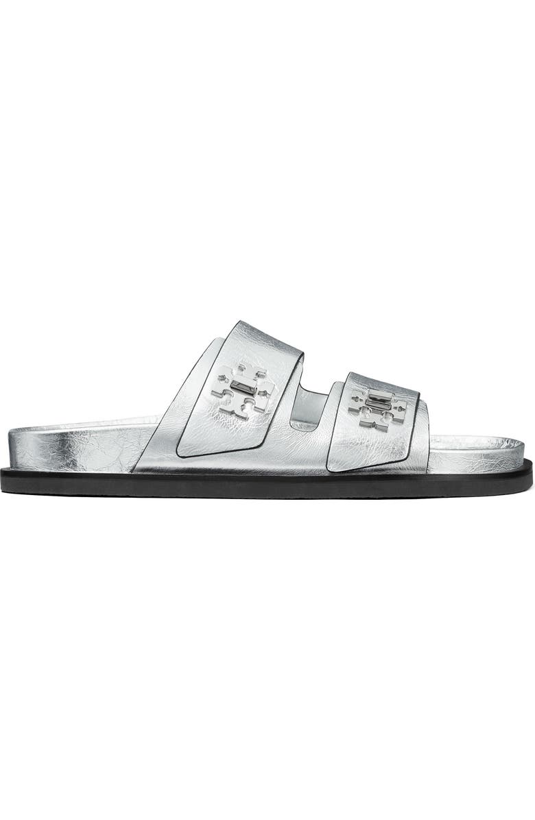 Tory Burch T Lock Sport Slide Sandal, Alternate, color, Silver
