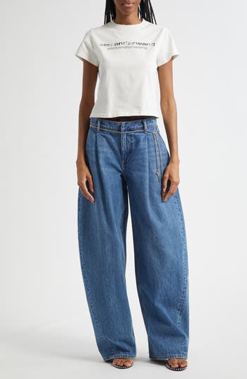 Pre-Style Brief Waistband Denim Balloon Leg Jeans
