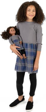 Leveret Girls Skirt Dress with Matching Doll Dress, 100% Cotton