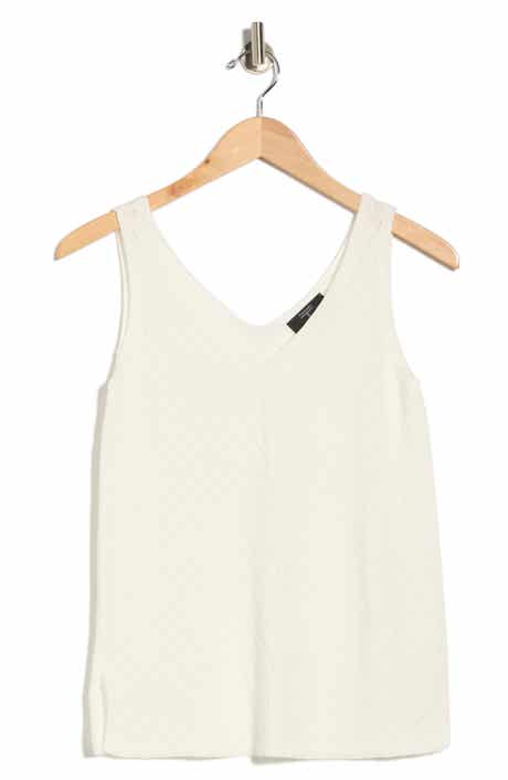 T Tahari Double V-Neck Pointelle Sweater Tank