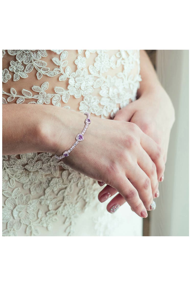 Amethyst & Lab Created White Sapphire Station Bracelet, Alternate, color, PURPLE