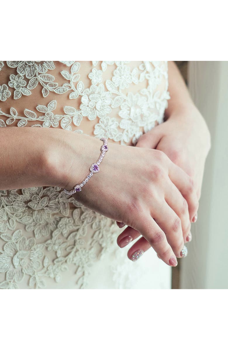 DELMAR Amethyst & Lab Created White Sapphire Station Bracelet, Alternate, color, Purple