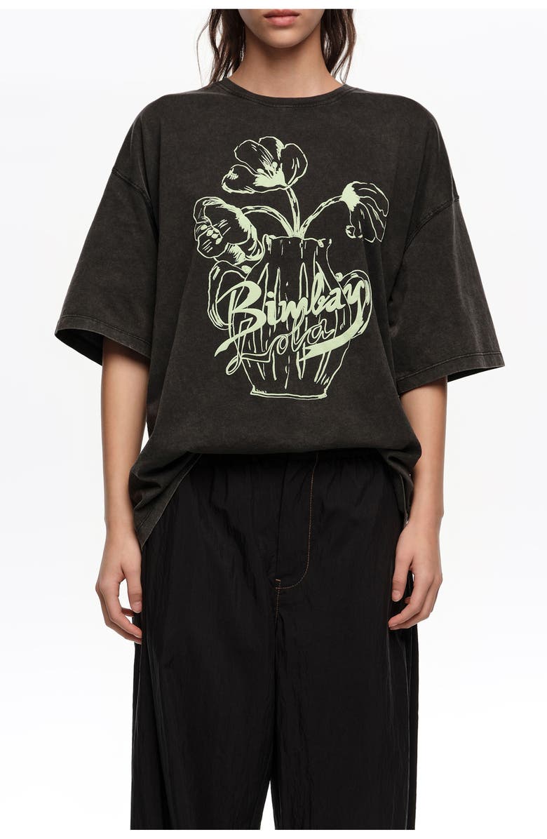 Bimba y Lola Embossed Floral Logo T-Shirt, Main, color, 