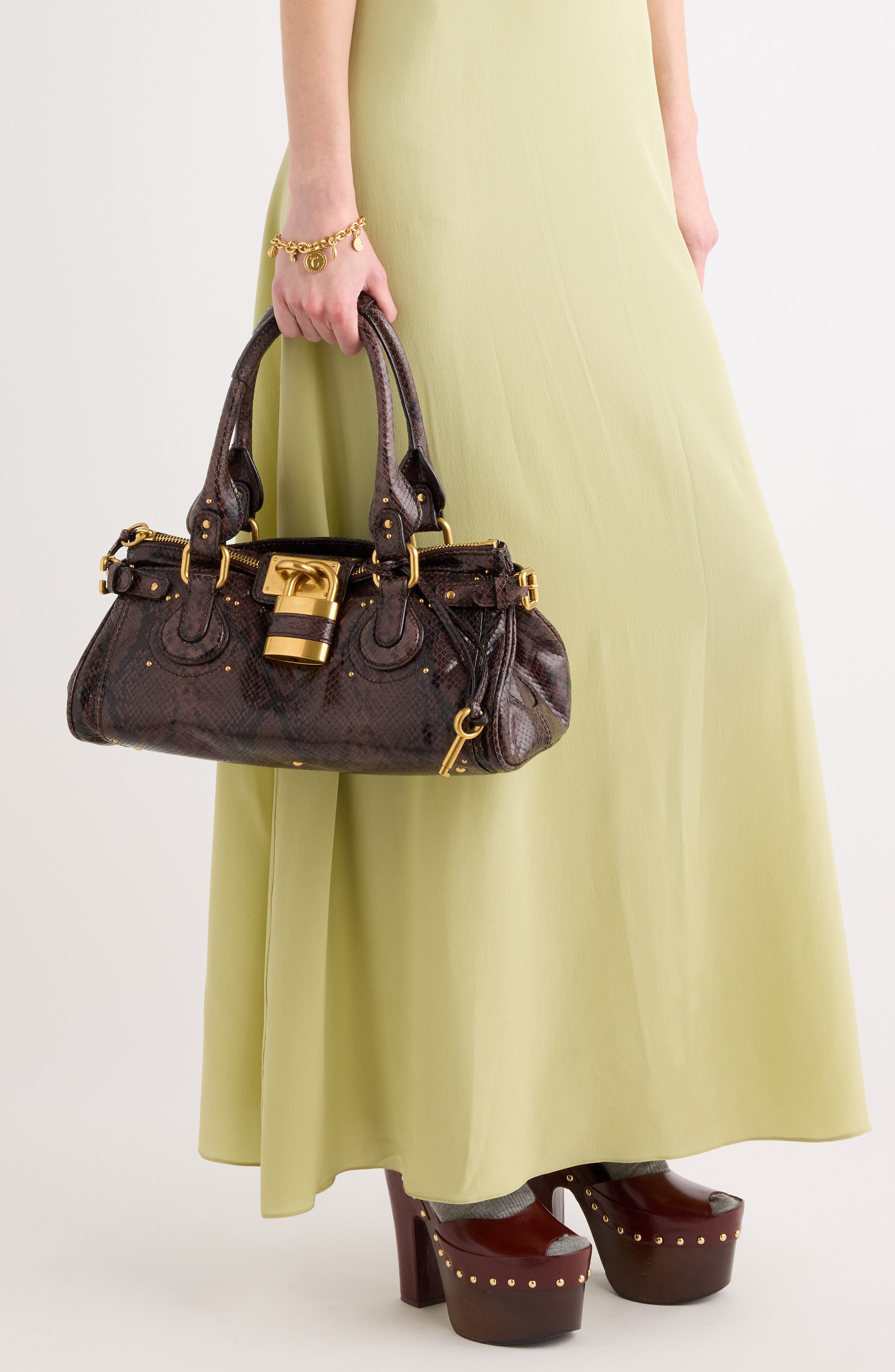 Paddington Snakeskin Embossed Leather Satchel, Alternate, color, ROSEWOOD