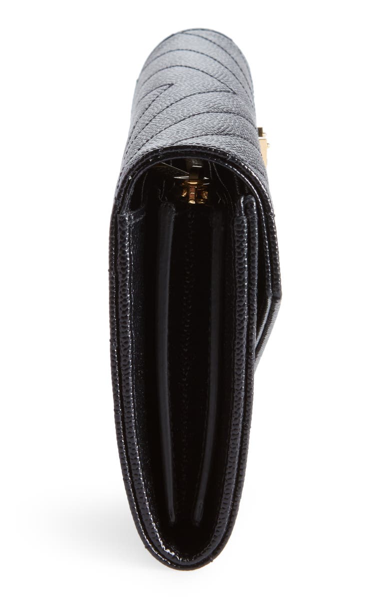 Saint Laurent Monogramme Logo Leather Flap Wallet, Alternate, color, Nero