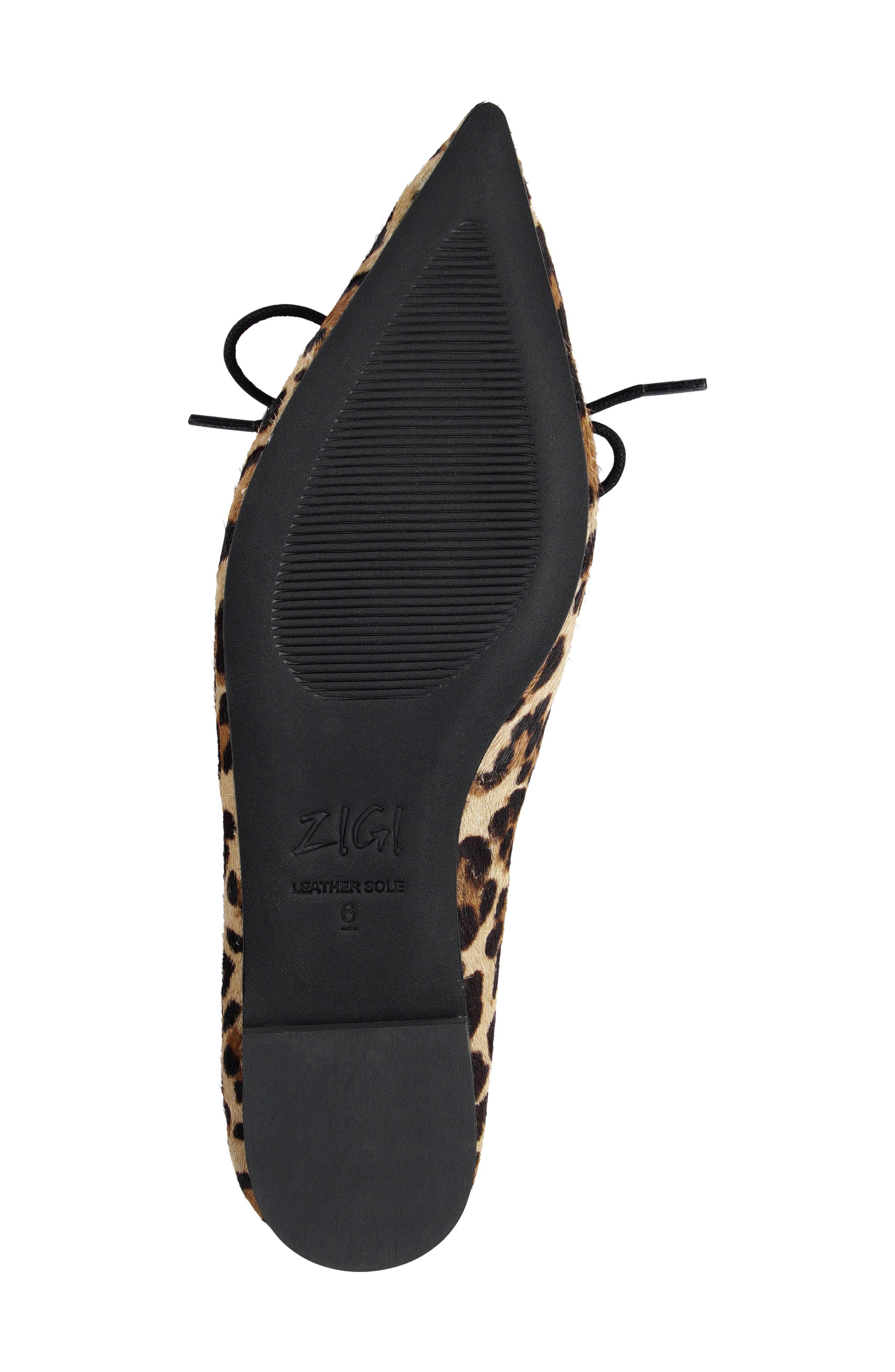 Arreza Lace-Up Pointed Toe Flat, Alternate, color, LEOPARD CALF HAIR