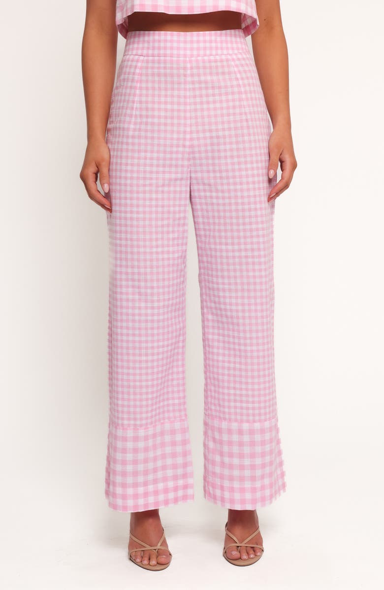 Petal & Pup Devlin High Waist Wide Leg Pants, Main, color, Pink Gingham