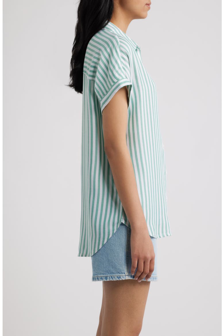 Kenzie Stripe Short Sleeve Button-Up Shirt, Alternate, color, LUCKY CLOVER