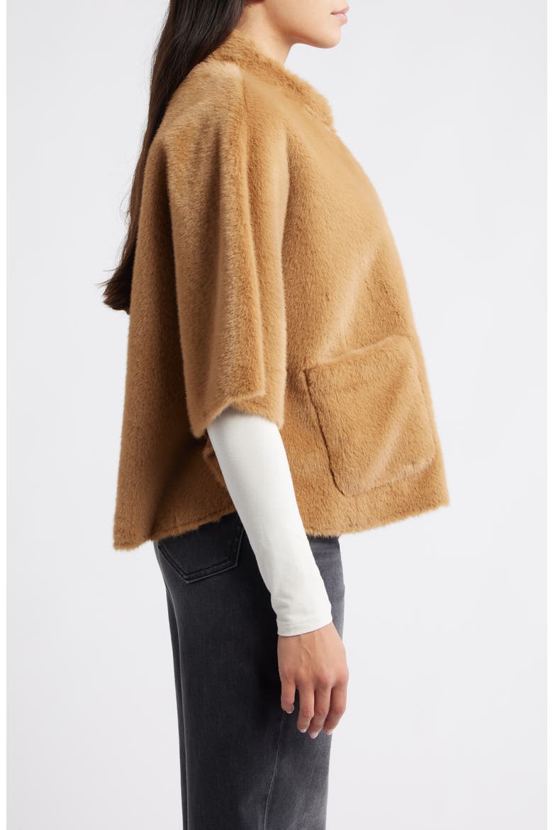 Faux Fur Capelet, Alternate, color, CARAMEL LATTE