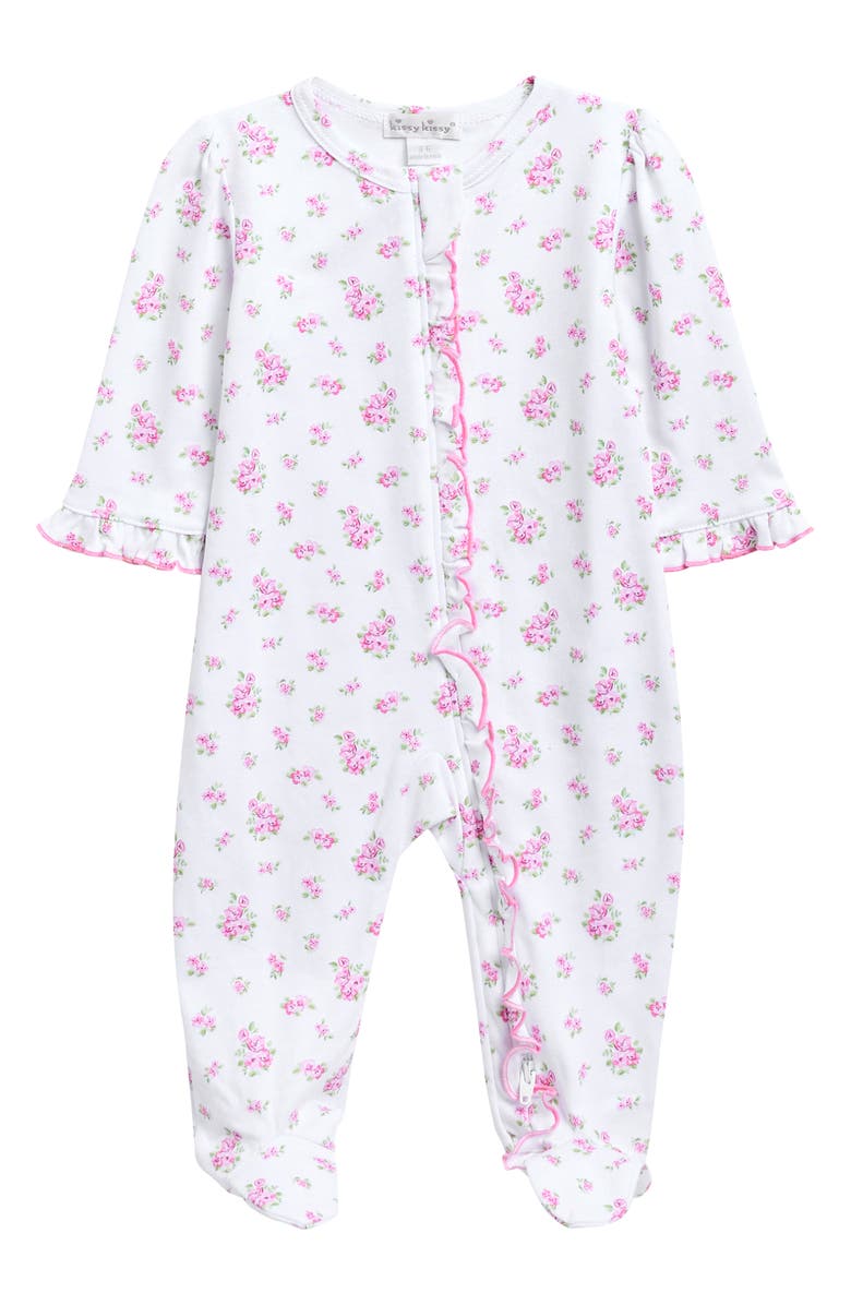 Kissy Kissy Ruffle Pima Cotton Footie, Main, color,
