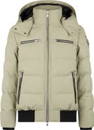 Moose Knuckles Cloud Down Puffer Bomber Jacket with Removable Hood