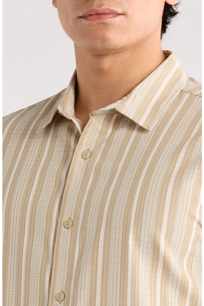 Bless Up Short Sleeve Button-Up Shirt, Alternate, color, BEIGE STRIPE