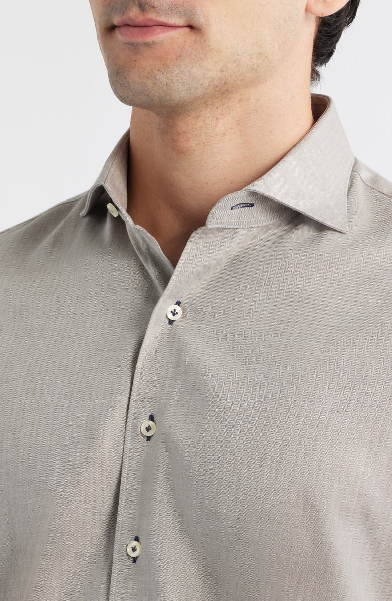johnnie-O Augustin Herringbone Cotton Button-Up Shirt, Alternate, color, Hazelnut