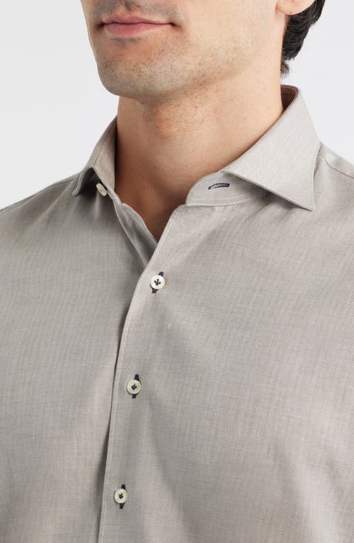 Johnnie-o Augustin Herringbone Cotton Button-up Shirt In Gray