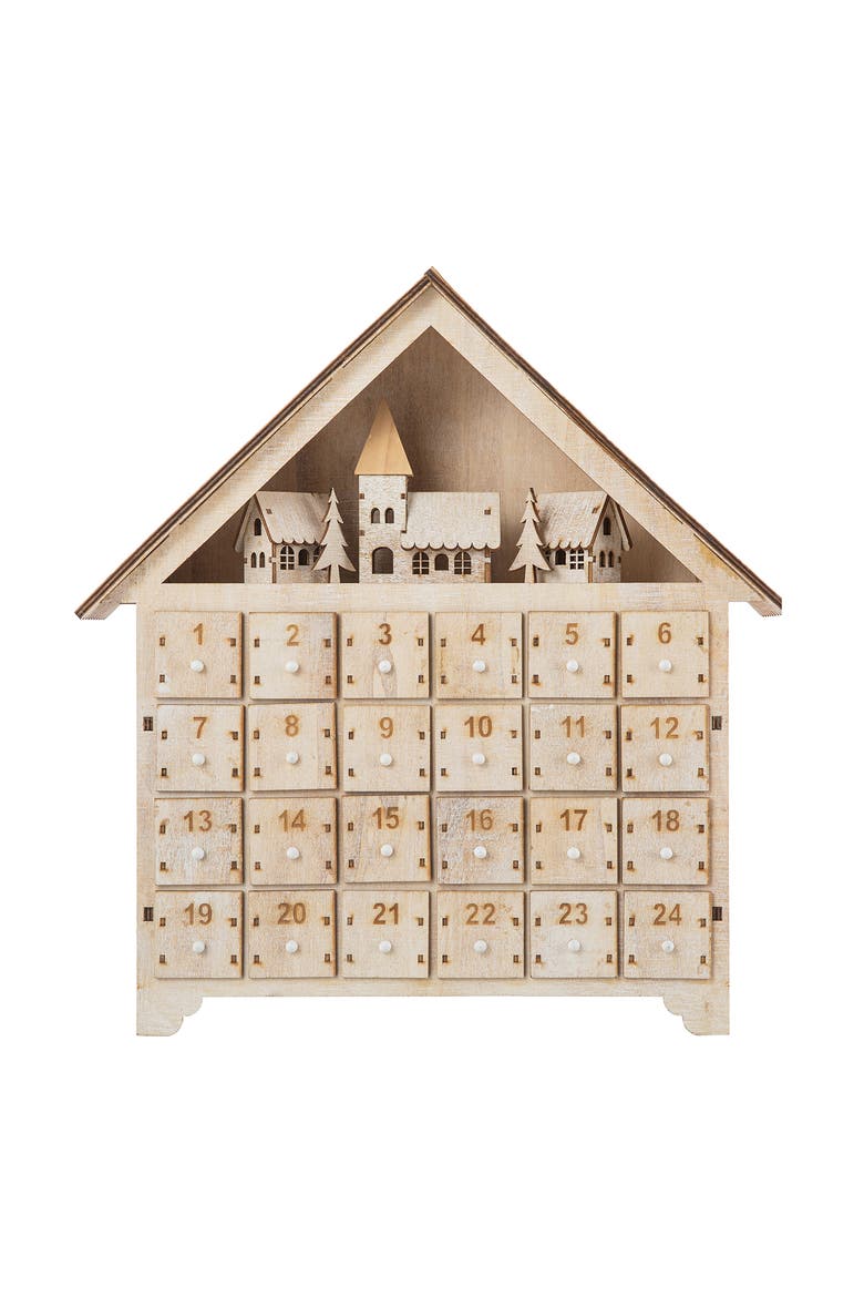 Christmas Lighted Wooden Village Advent Countdown Calendar, Alternate, color, Beige