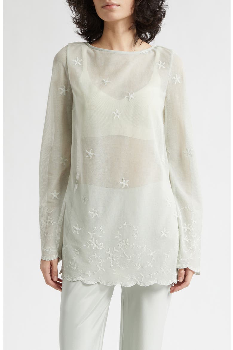 Cove Sheer Embroidered Tunic, Main, color, SEAFOAM