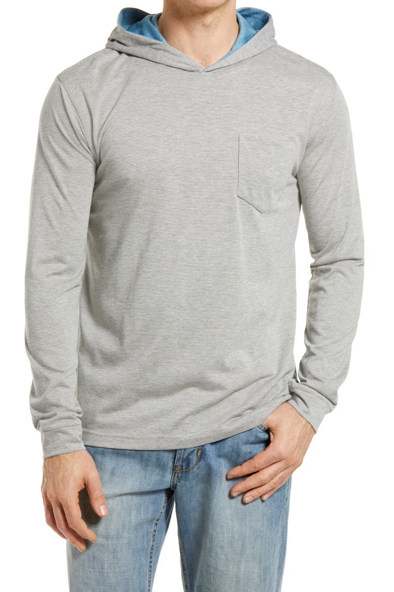 Men's Gunnar Pinstripe Long Sleeve Hooded T-Shirt, Main, color, METEOR
