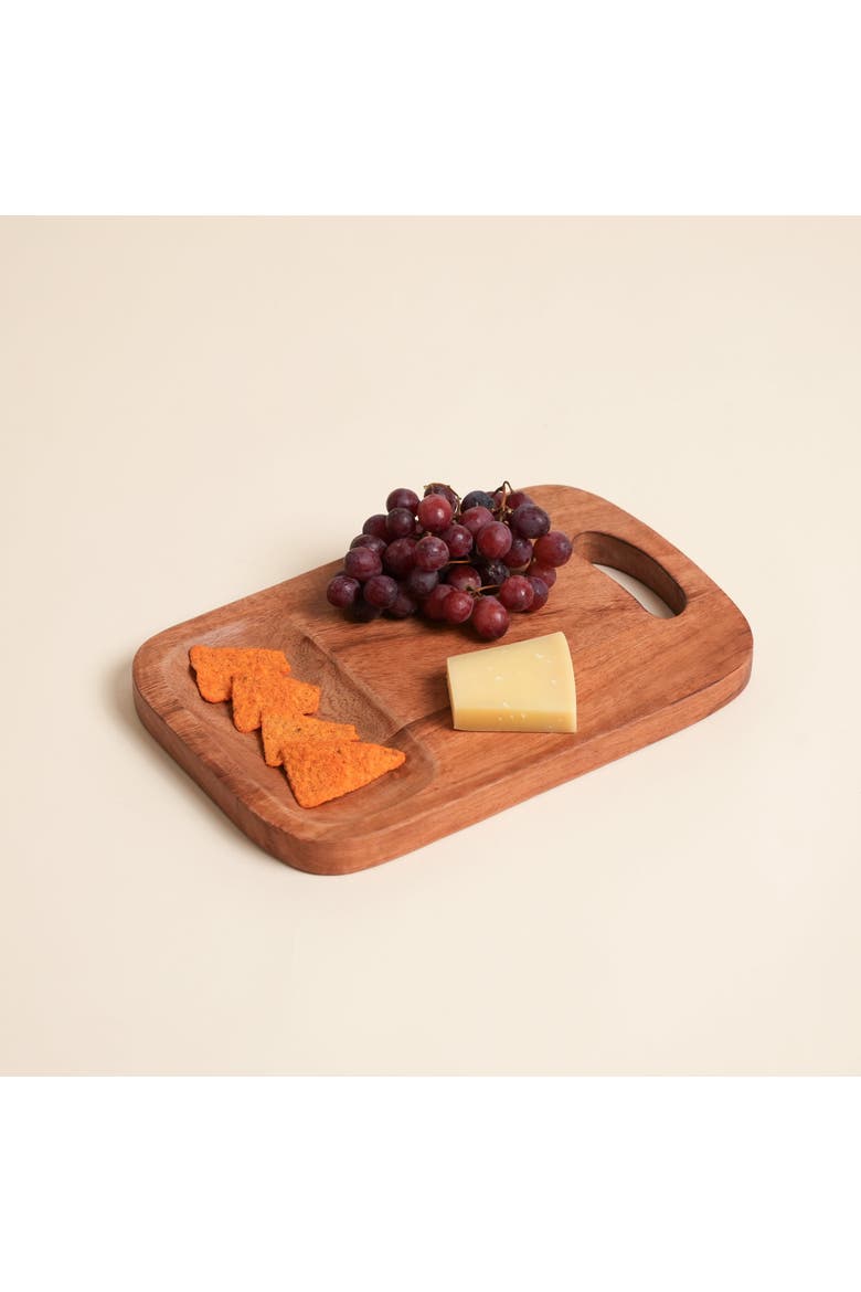 Handmade Acacia Wood Cutting Board with Handle, Alternate, color, Natural Wood