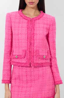 Alice + Olivia Landon Boxy Crop Tweed Jacket