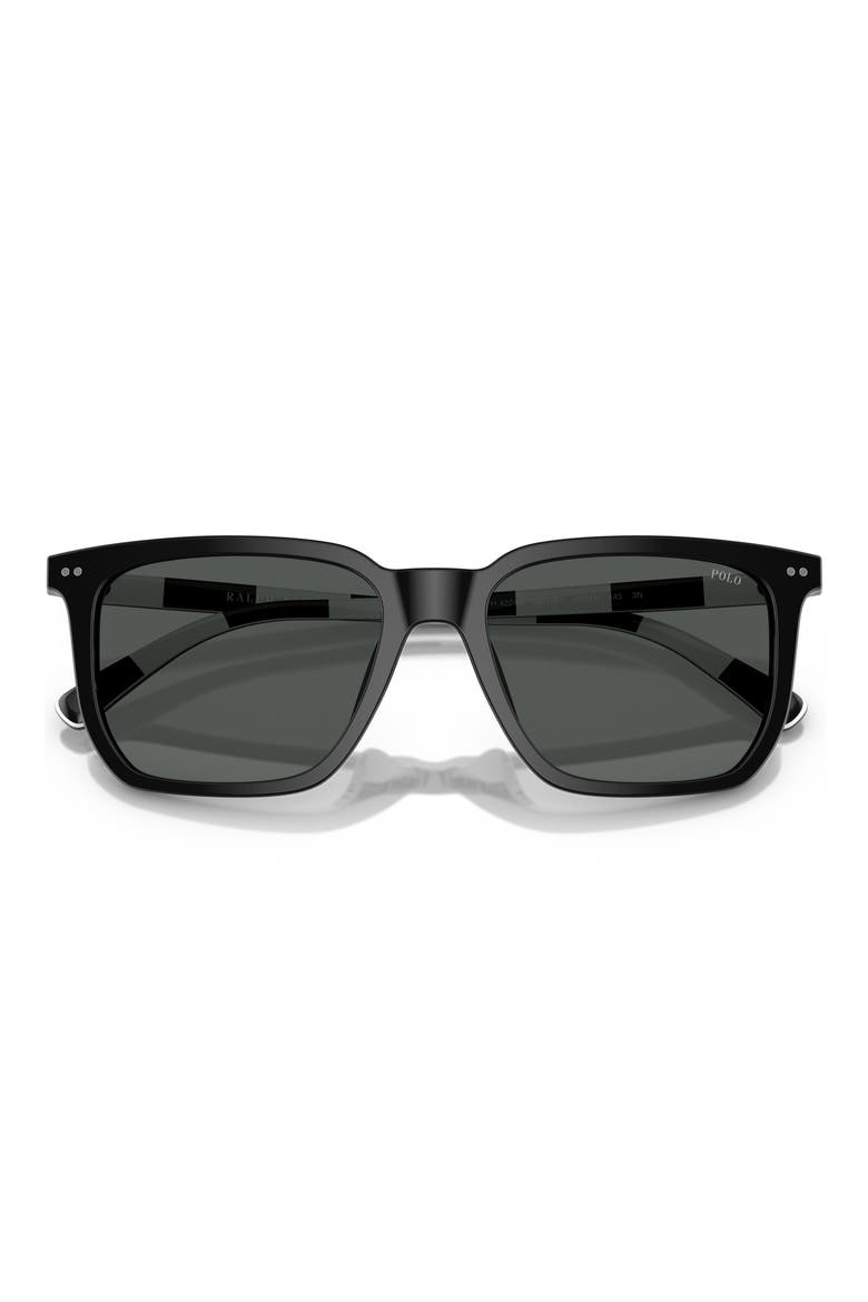 55mm Rectangular Sunglasses, Alternate, color, SHINY BLACK