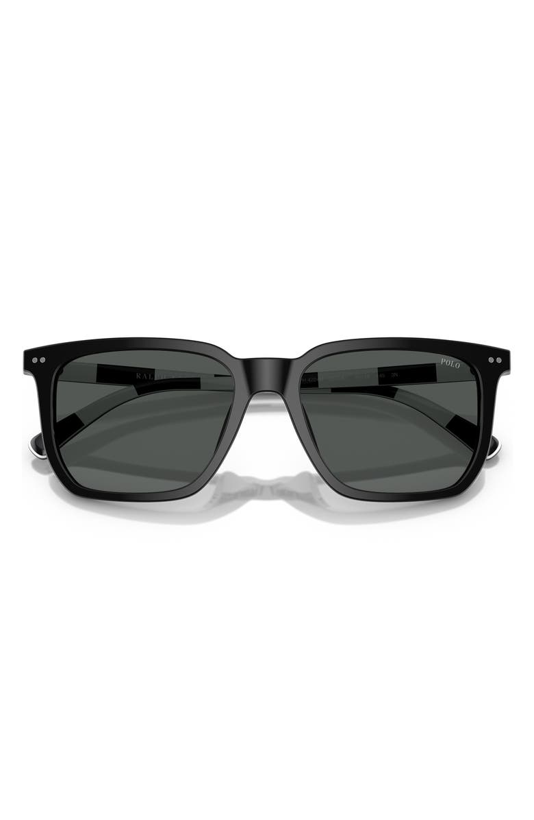 Polo Ralph Lauren 55mm Rectangular Sunglasses, Alternate, color, Shiny Black