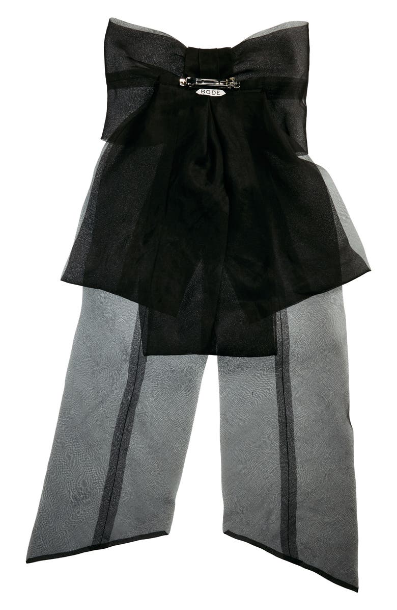 Bode Sheer Silk Organza Bevel Bow Barrette, Alternate, color,