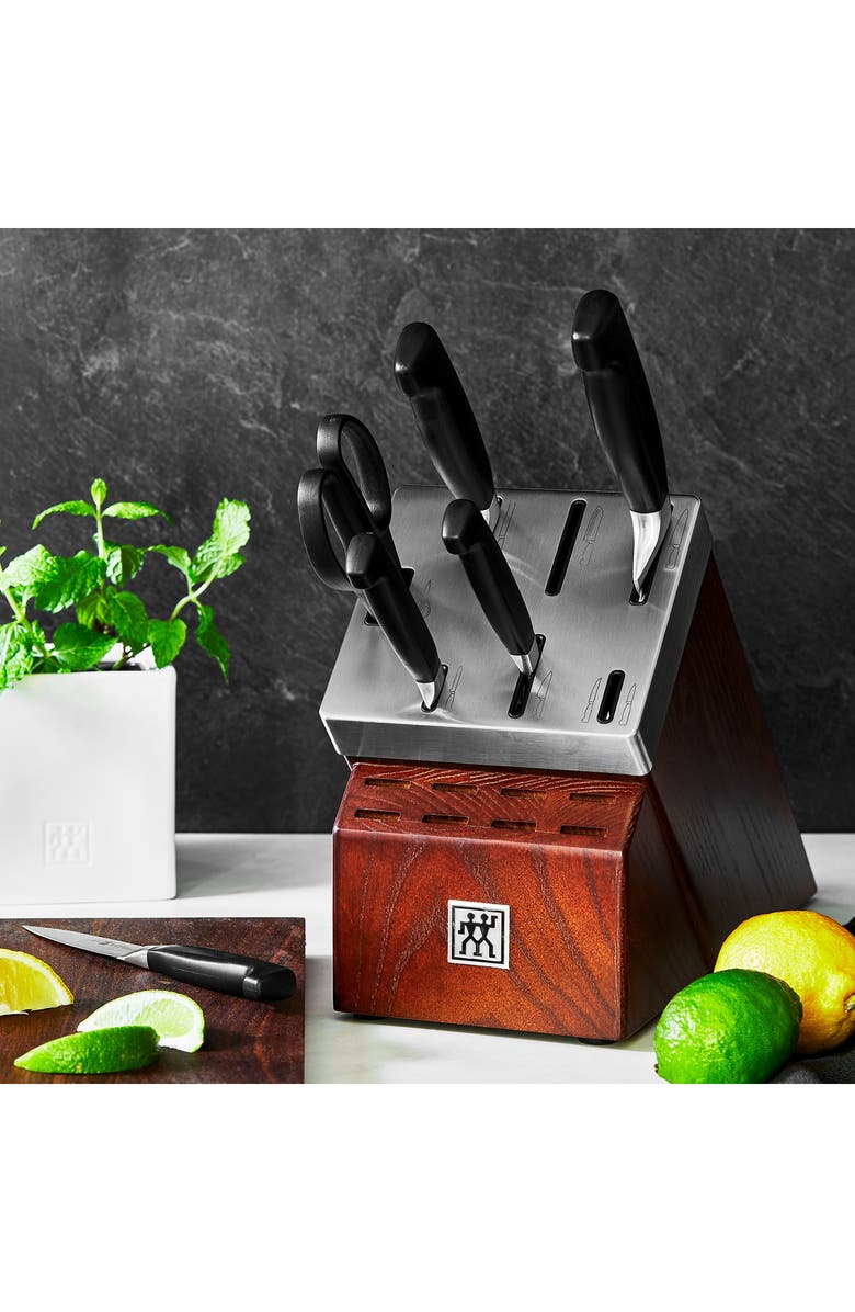 ZWILLING J.A. HENCKELS Four Star Self-Sharpening Knife Block & Knife Set, Alternate, color, Stainless Steel